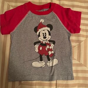 Disney Mickey Mouse Holiday Red and Gray Tee